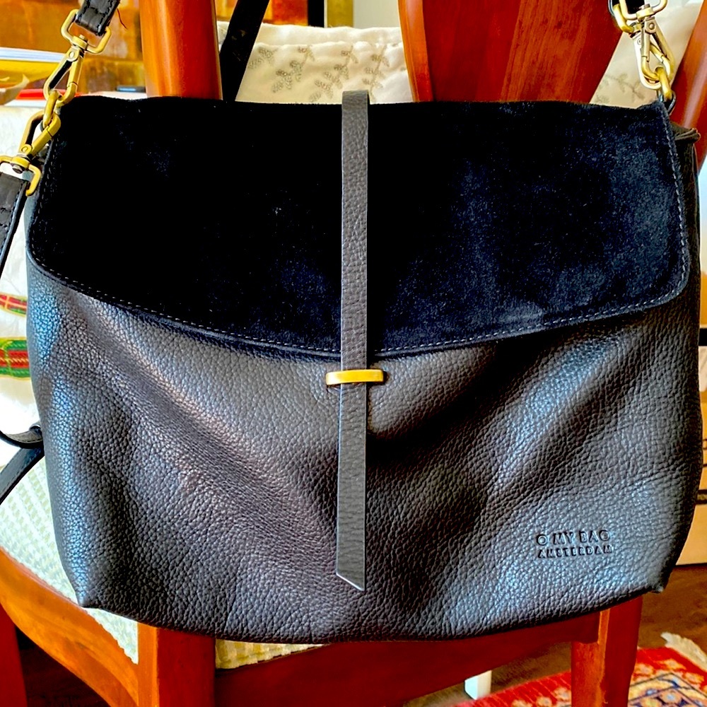 Leather and suede crossbody bag
